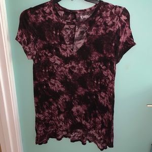 Tie dye black and maroon flowy blouse